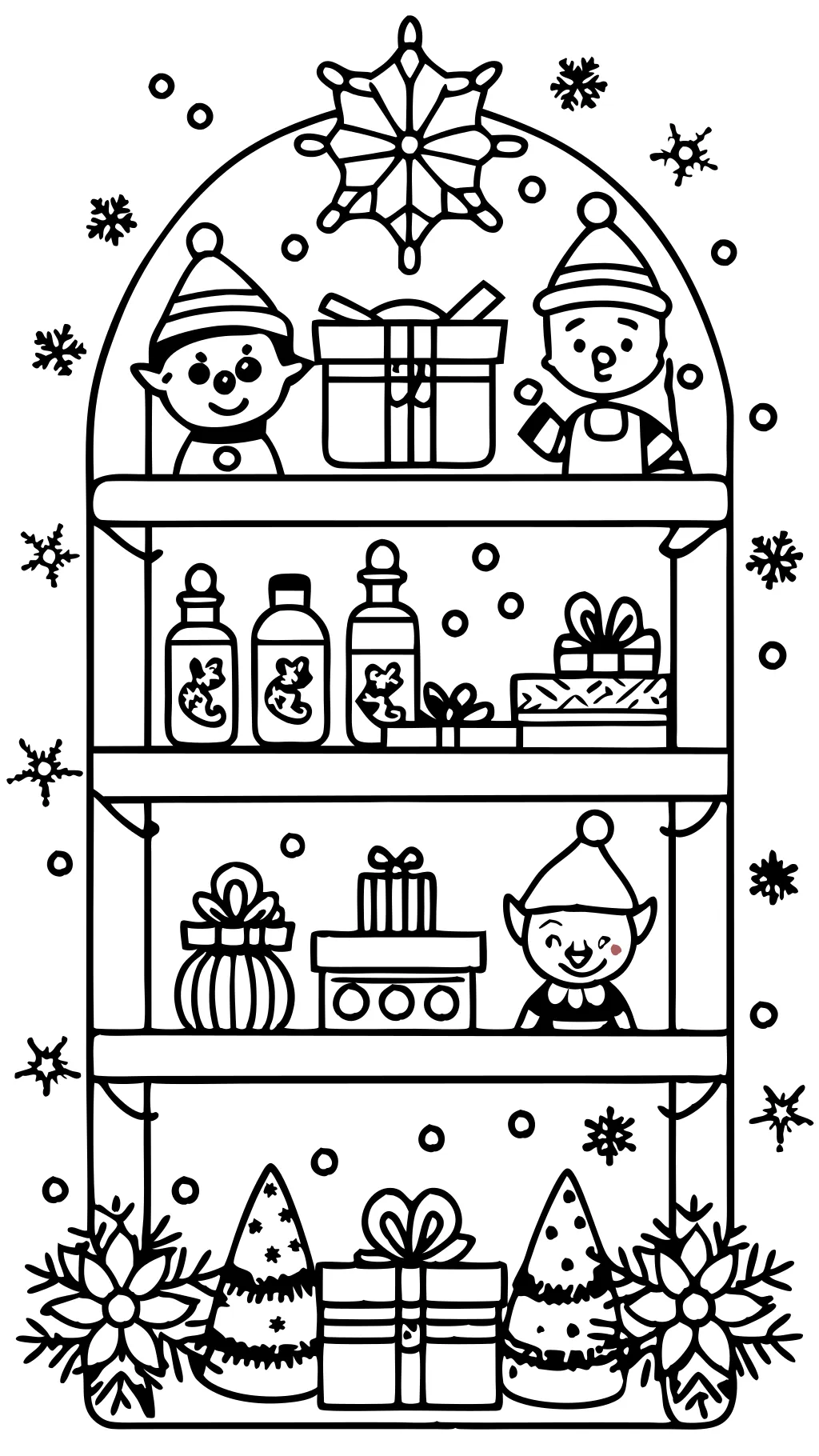 elf shelf coloring pages